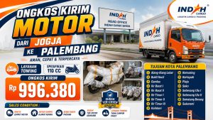 Kirim motor Jogja ke Palembang menggunakan layanan towing Indah Cargo Sewon dan Indah Cargo Sumberagung Jetis Bantul Yogyakarta