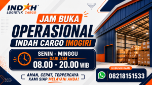 Jam Operasional Indah Cargo Imogiri Bantul buka setiap hari pukul 08.00–20.00 WIB melayani jasa cargo dan pengiriman barang ke seluruh Indonesia.
