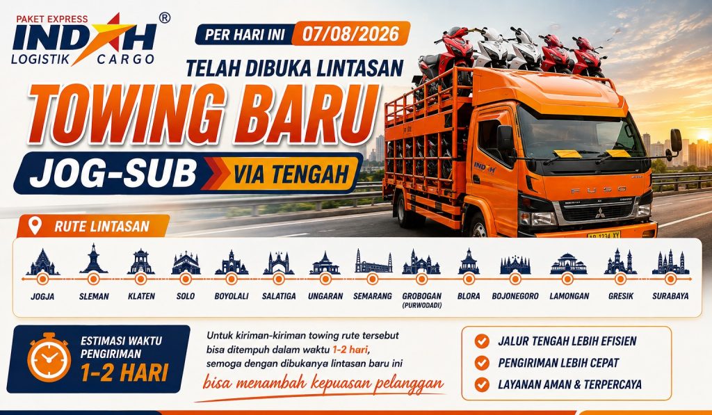 Towing Jogja Surabaya via jalur tengah Indah Cargo Bantul