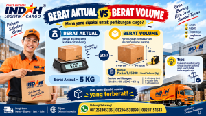 Berat aktual vs berat volume cargo Indah Cargo