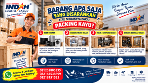 Packing kayu Indah Cargo untuk pengiriman barang